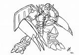 Digimon Colorear Shoutmon Coloringhome sketch template