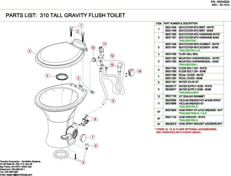 dometic  rv toilet parts diagram  list replacement