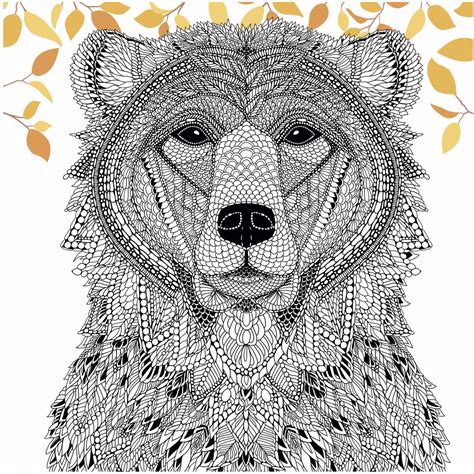 color  bear   menagerie  adult coloring page