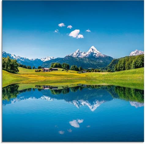 artland glasbild landschaft  den alpen berge  stueck