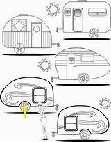 Coloring Pages Rv Camping Campers Trailer Clipart Colorear Caravan Embroidery Retro Teardrop Wohnwagen Happy Camper Vintage Patterns Travel Colouring Para sketch template