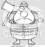 Lumberjack Chubby Angry Female Outlined Coloring Clipart Vector Cartoon Cory Thoman sketch template