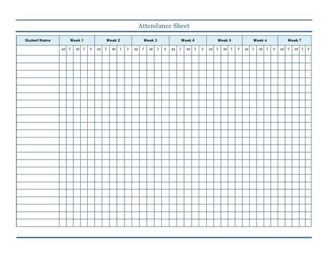 attendance chart template  printable