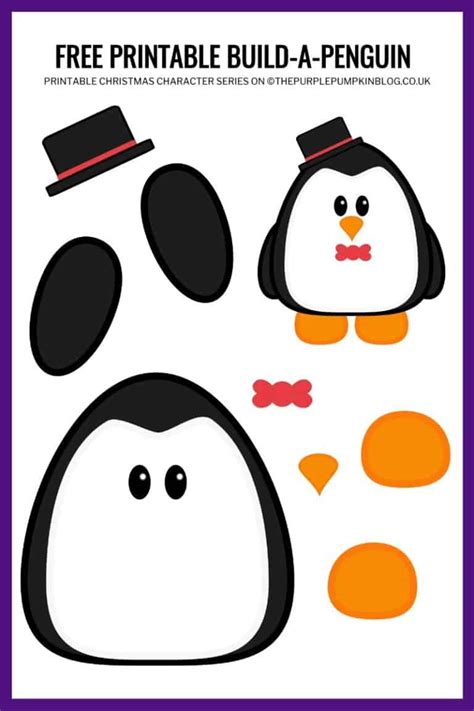 build  penguin printable  printable paper penguin template