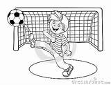 Soccer Kicking Ball Boy Outline Coloring Cartoon Stock Vector sketch template