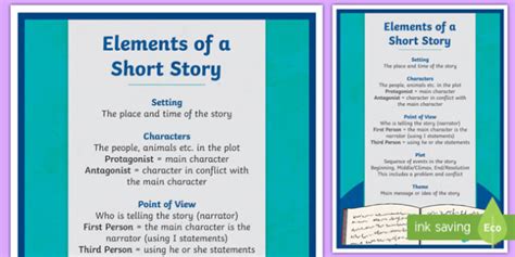 elements   short story poster english language arts