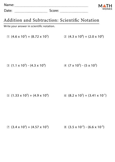 addition  subtraction worksheets  answer key