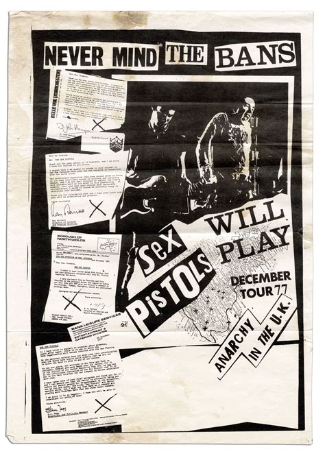 lot detail sex pistols nevermind the bans scarce test print poster from their final uk tour
