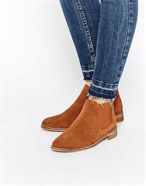 lyst asos america suede chelsea ankle boots  brown