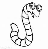 Worm Coloring Pages Printable Glasses Worms Animal Children Template Sheet Print Herman Designlooter Popular sketch template