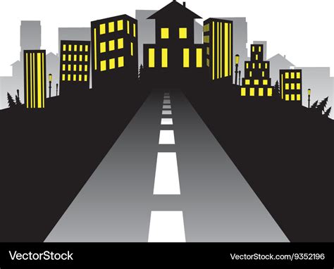 road  city silhouette royalty  vector image