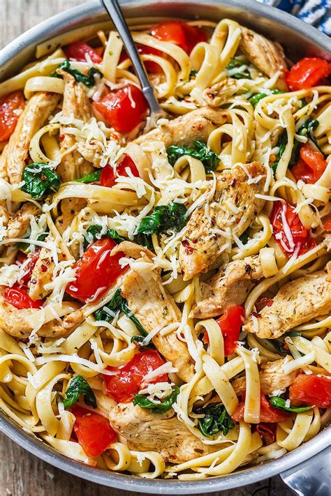 chicken pasta recipe  tomato  spinach    chicken  pasta eatwell