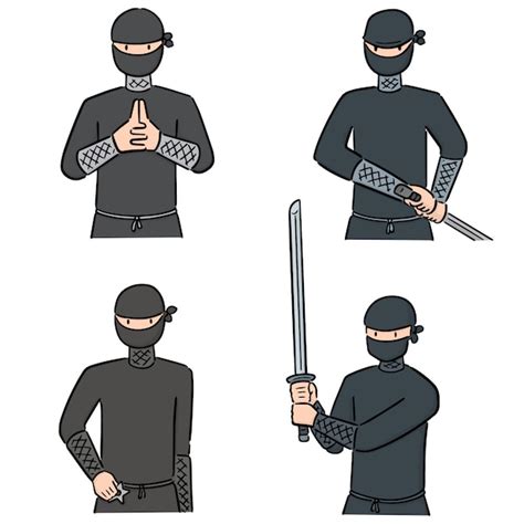 premium vector set  ninja