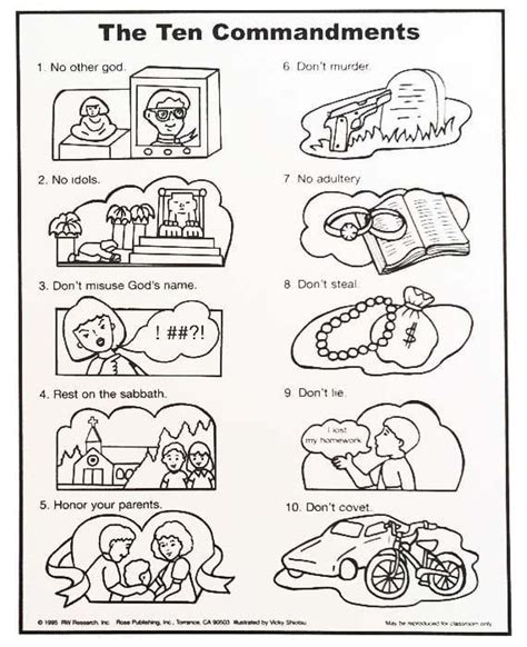 ten commandments craft coloring page sunday school preschool