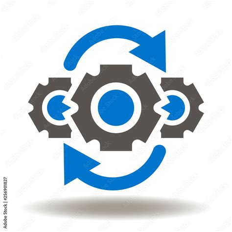 gear mechanism arrows  processing icon vector operations logo