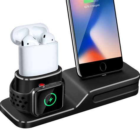 powstro function charging dock  iphone apple   airpods charger silicone phone