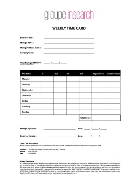 time card template fill  printable fillable blank pdffiller