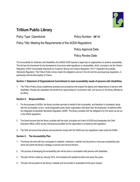 policy sample format master  template document