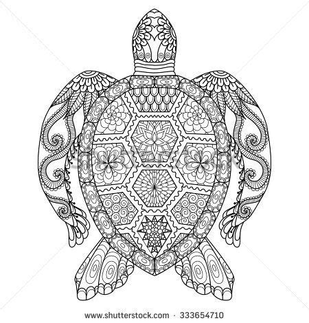 drawing zentangle turtle  coloring page shirt design effect logo
