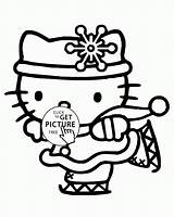Coloring Printable Winter Pages Kitty Hello Kids sketch template