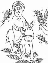 Palm Sunday Coloring Jesus Donkey Pages Cartoon Jerusalem Drawing Printable Rode Riding Into Color Kids Getdrawings sketch template