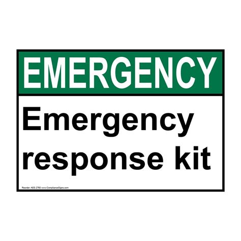 emergency emergency response kit ansi safety label decal