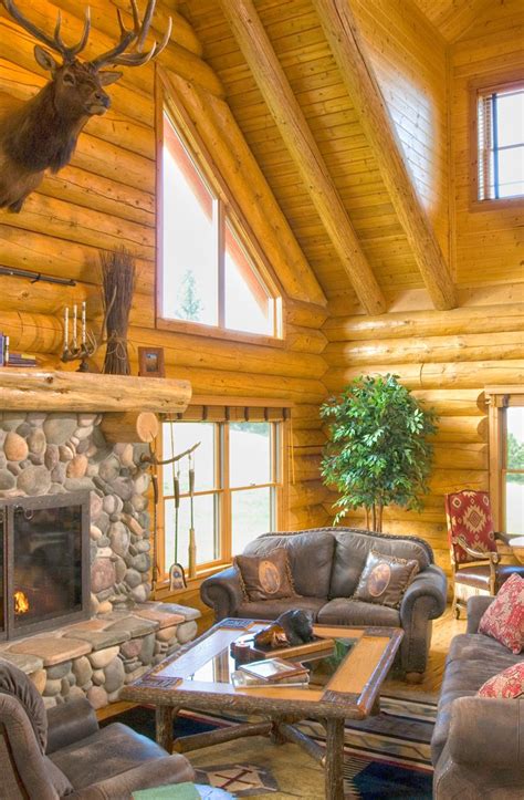 pin  sarah grate    home log homes log cabin living house decor rustic