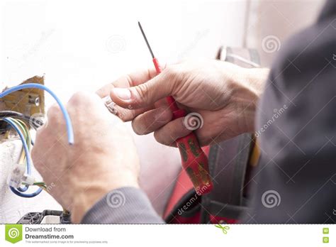 electrician hands stock photo image  cables electric