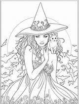 Coloring Pages Witch Halloween Printable Colouring Adult Witches Adults Cat Sheets Books Bing Book Fairy Visit Print Pagan Bingapis sketch template