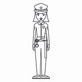 Polizia Donna Isolata Fumetto Progettazione Lavoro Celebra Carattere sketch template