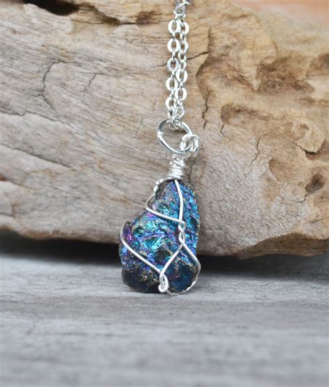 chrysopyrite necklace rainbow stone summer jewelry healing stone necklace crystal jewelry
