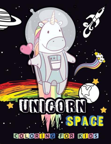 unicorn space coloring  kids  fun coloring book filled  cute