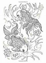 Coloring Pages Fish Adults Koi Adult Tattoo Mandala Book Books Coloriage Printable Animal Asian Amazon Munden Oliver Jo Waterhouse Mer sketch template