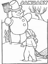 Coloring January Pages Winter Printable Sheets Kids Color Colouring Book Holiday Clothing Print Printables Year Preschoolers Months Adult Worksheets Books sketch template