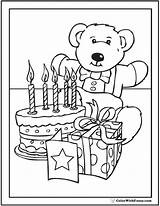 Birthday Coloring Pages Cake Happy Bear Teddy Fifth Party Card Printable Candles 6th Balloons Theme Pdf Colorwithfuzzy Printables sketch template
