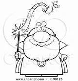 Wand Magic Wizard Bald Holding Cartoon Clipart Coloring Cory Thoman Vector Outlined Illustration Royalty Getdrawings Getcolorings sketch template