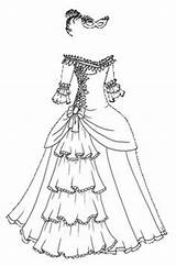 Coloring Gown Ball Pages Masquerade Printable Dress Halloween Series Dresses Girls Colouring Paper Doll Bonus Elf Colored Brown Red Princess sketch template