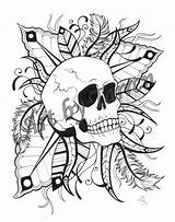 Skull Doodshoofd Volwassenen Kleurplaten Trippy Adults Stoner Kleurplaat Tarren Feathers Letscolorit sketch template