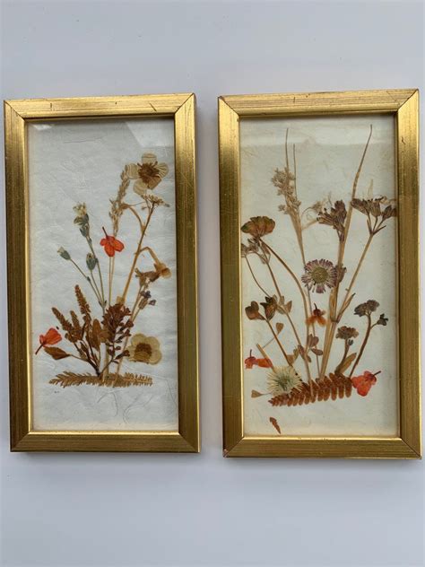 upcycled vintage pressed dried flowers  assemblage art