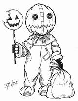 Coloring Halloween Pages Drawings Scary Horror Drawing Sam Adult Creepy Trick Treat Monster Cartoon Tattoo Printable Character Cute Colouring Dibujos sketch template