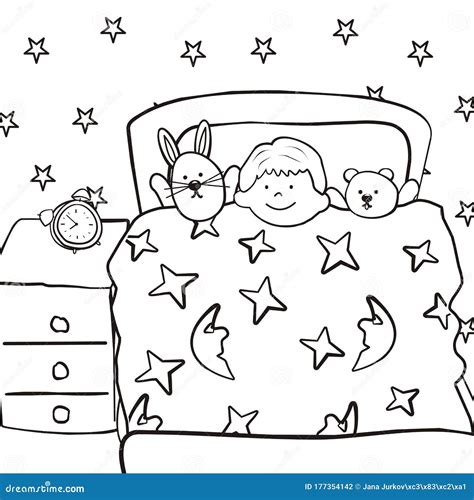 nursery boy  bed coloring book vector icon stock vector