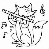 Coloring Flute Instruments Fox Musical Pages Music Color Kids Animals Printable Sheets Thecolor Instrument Animal Play Print Gif Woodwind Book sketch template