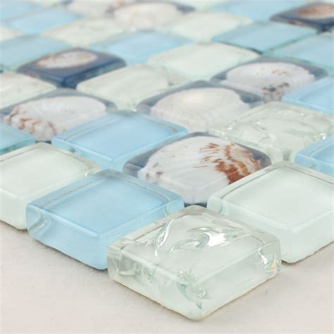 Wholesale Mosaic Tile Crystal Glass Shell Tile Backsplash Crackle