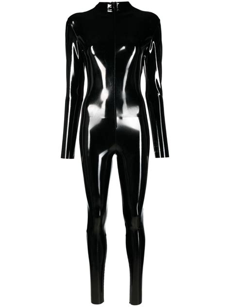 Atu Body Couture High Neck Latex Catsuit In Black Lyst