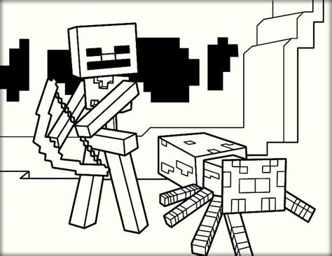 minecraft coloring page wither skeleton  spider minecraft coloring