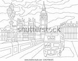 Isolated Coloring London Vector Book Bus Landscape Illustration Background City sketch template
