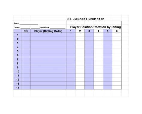 baseball lineup card template sample professional templates