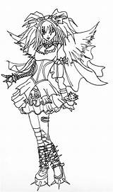 Coloring Pages Angel Gothic Dark Horror Girl Printable Chibi Adult Fairy Sci Fi Colouring Goth Deviantart Color Adults Angels Sketch sketch template