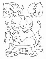 Birthday Coloring Cake Cat Pages Yummy Eating Printable Printables Kids Popular Comments sketch template