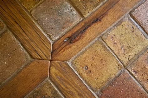 antique reclaimed french terracotta oak floor inlay
